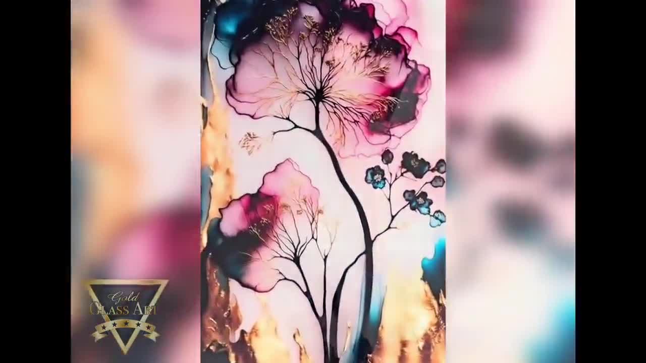 カラフルなモザイク曼荼羅ガラス壁アート、青とオレンジの円形抽象画